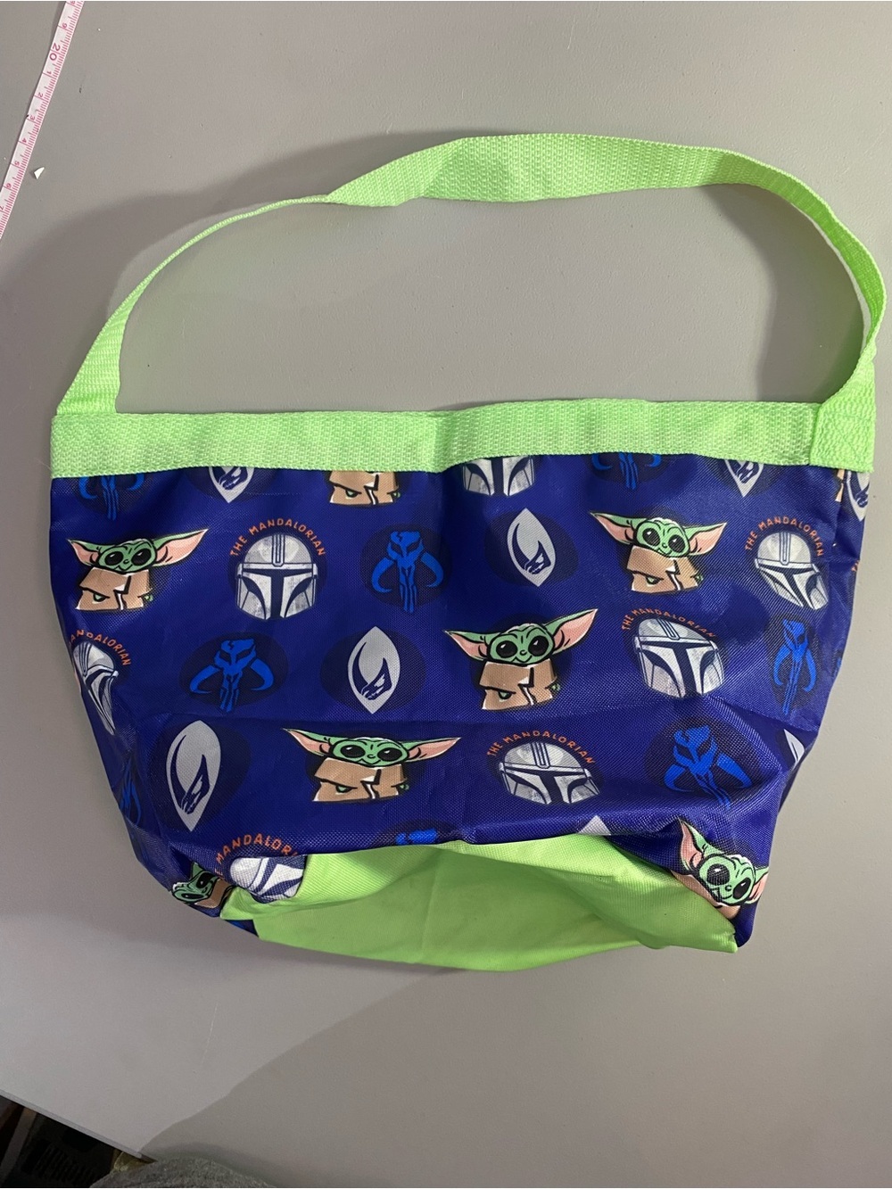 Star Wars Kids Tote Bag - Blue & Neon Green Grogu Print
